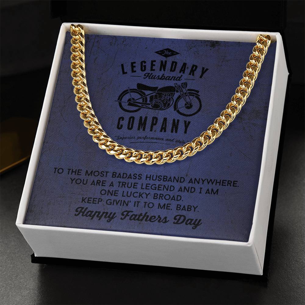 To Husband From Wife Father's Day Gift Badass Biker Cuban Chain Necklace Cuban Link Chain