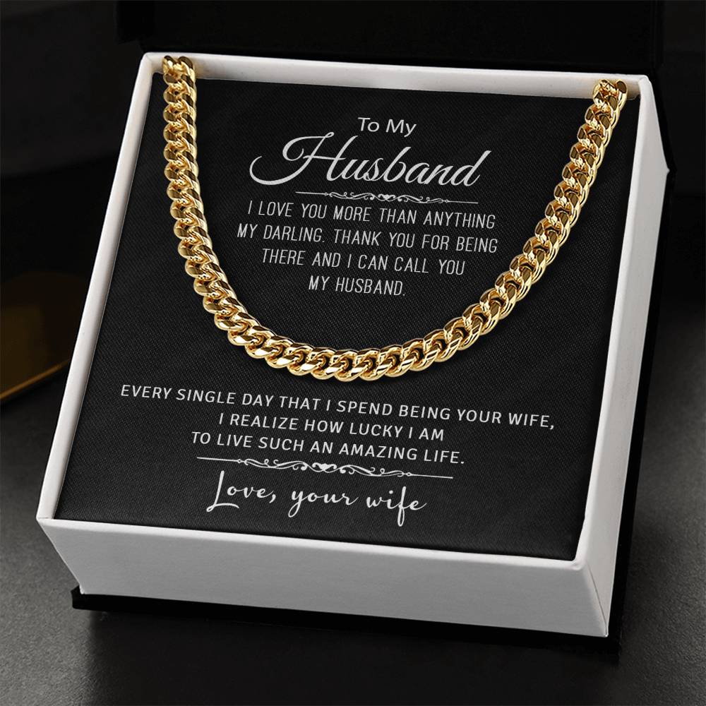 Gift For Husband - Cuban Link Chain Necklace From Wife