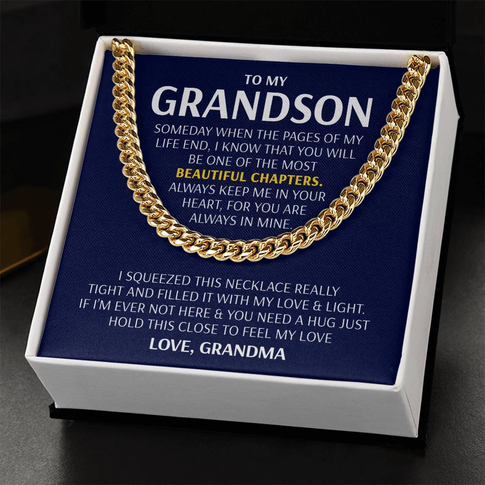 To My Grandson - Beautiful Chapters  Cuban Link Chain Necklace