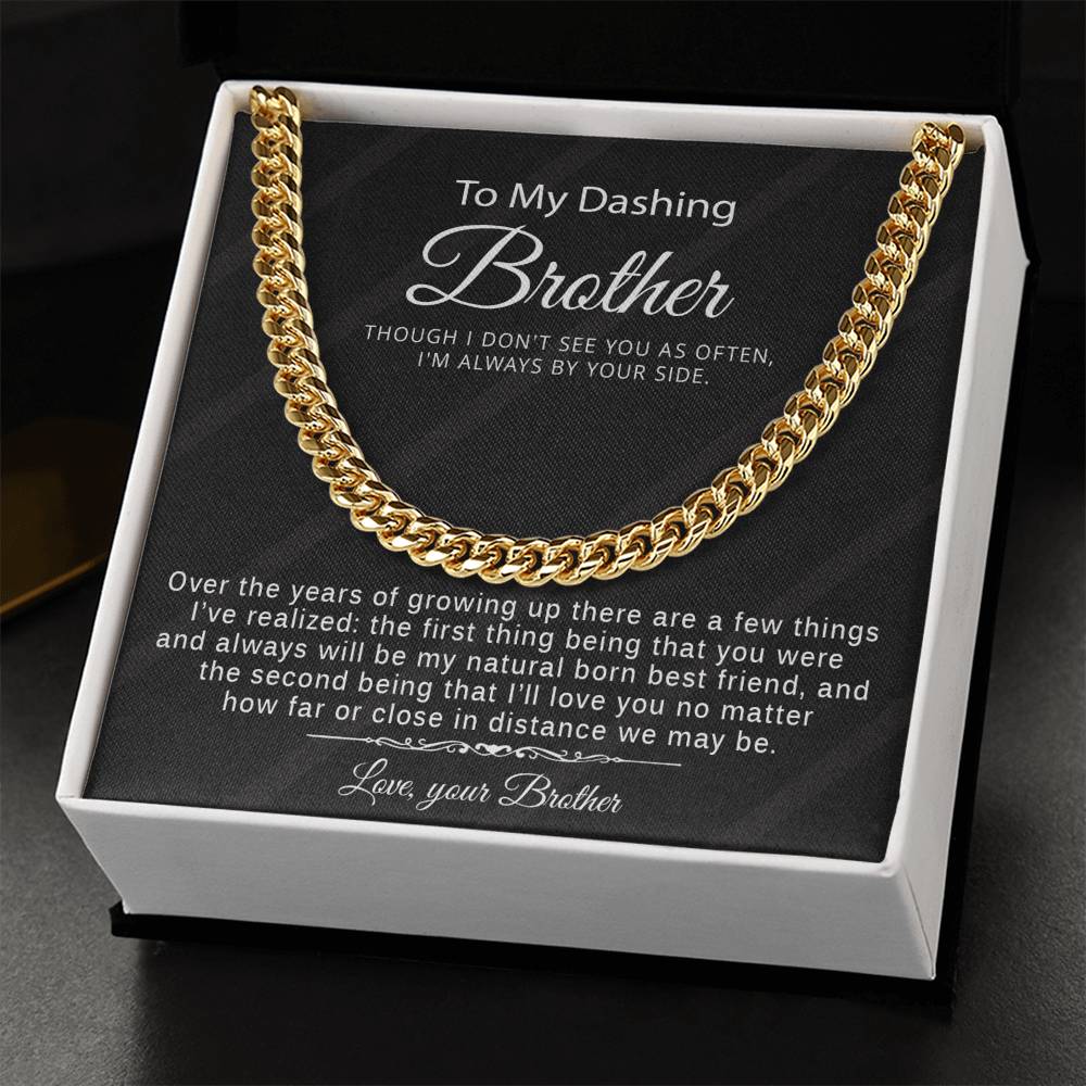 Special Gift For Brother From Brother - Cuban Link Chain Necklace With Message