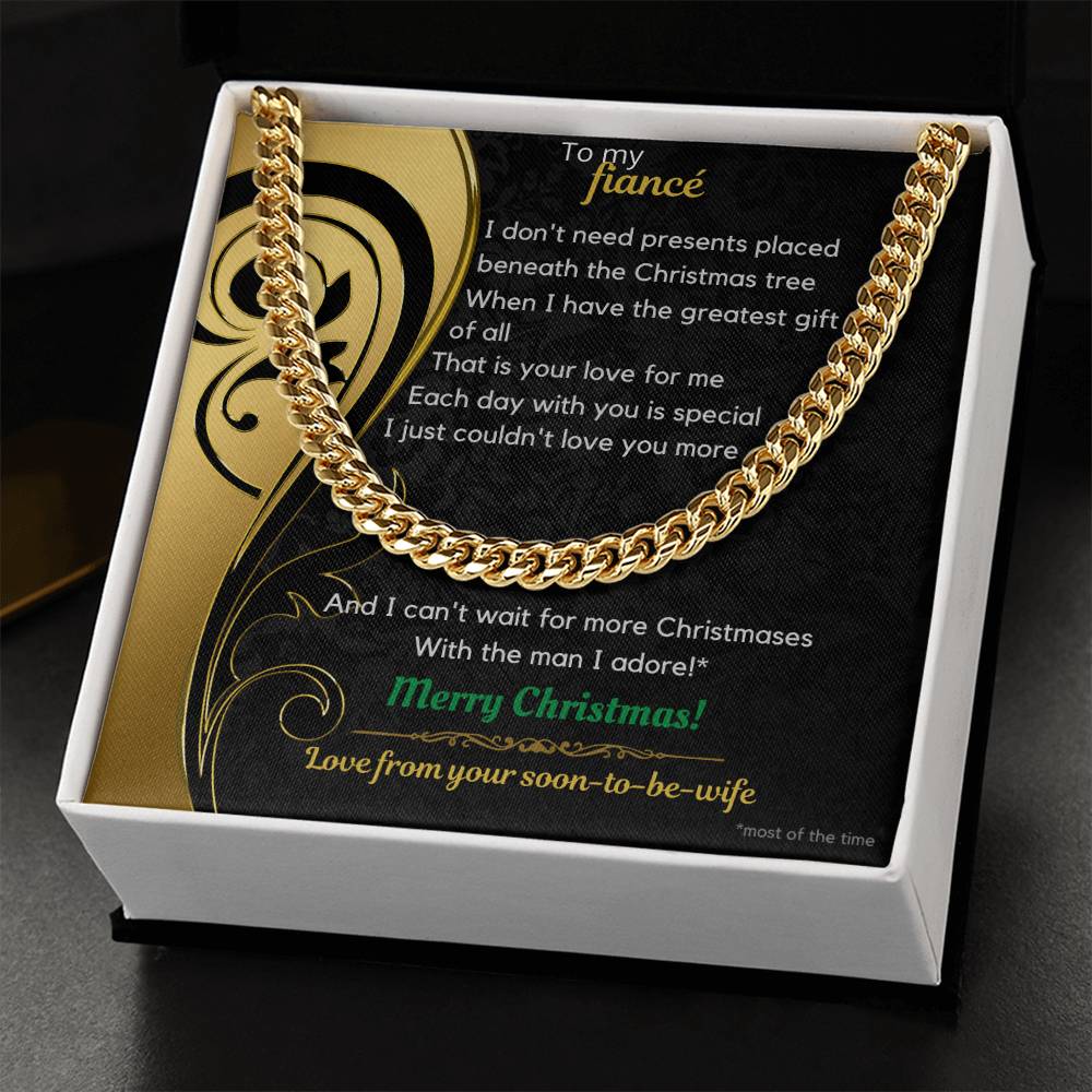 To My Fiancé Christmas Cuban Link Chain Necklace