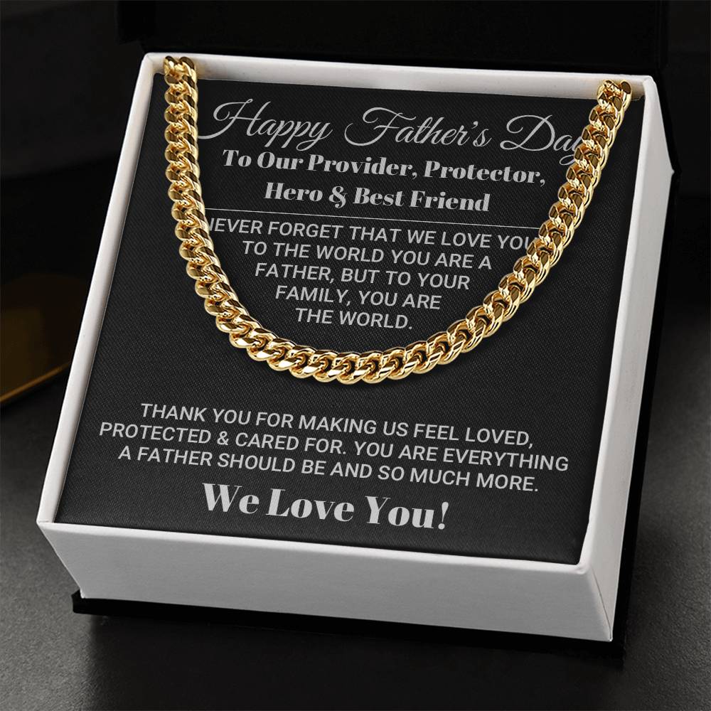 Our World Father's Day Necklace Cuban Link Chain