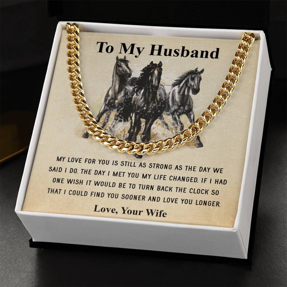 Husband Fathers Day Gift Silver Cuban Link Chain For Men Husband Birthday Gift Anniversary Gift For Horse Lover Cowboy