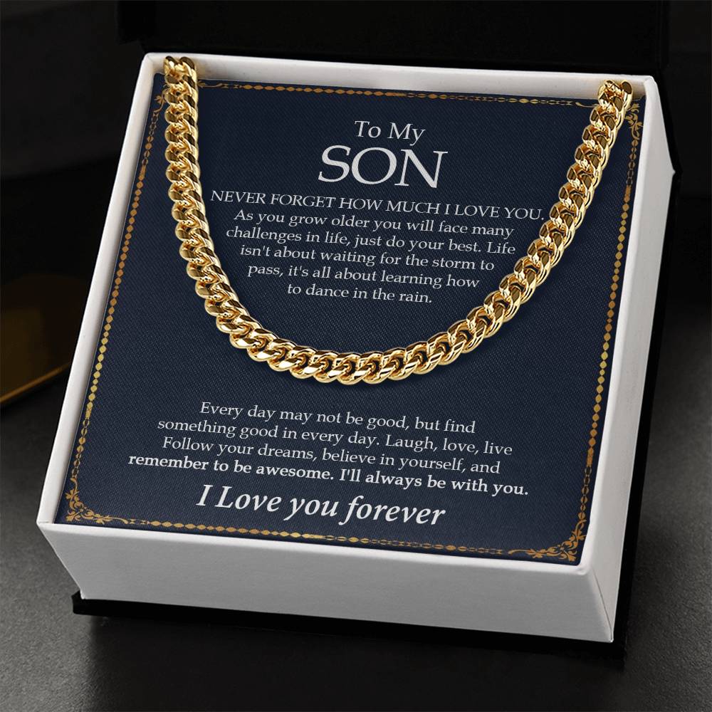 To My Son Cuban Chain Necklace Gift For Son From Mom Dad Cuban Link Chain