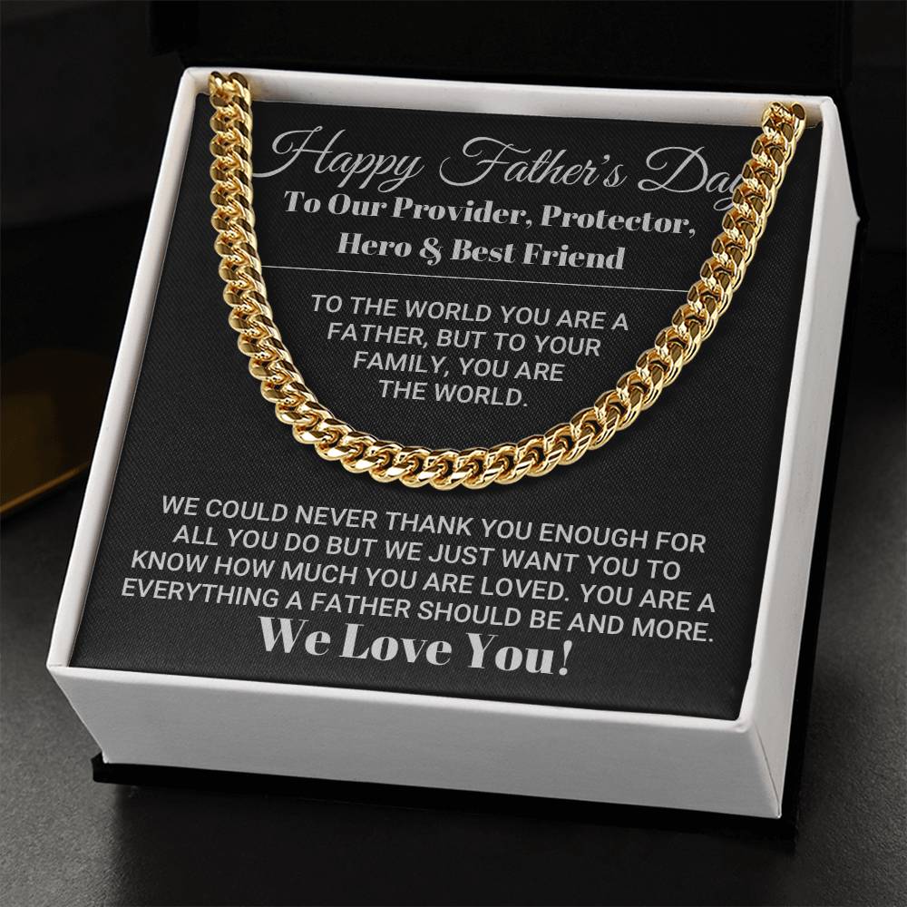 Our World Father's Day Necklace Cuban Link Chain