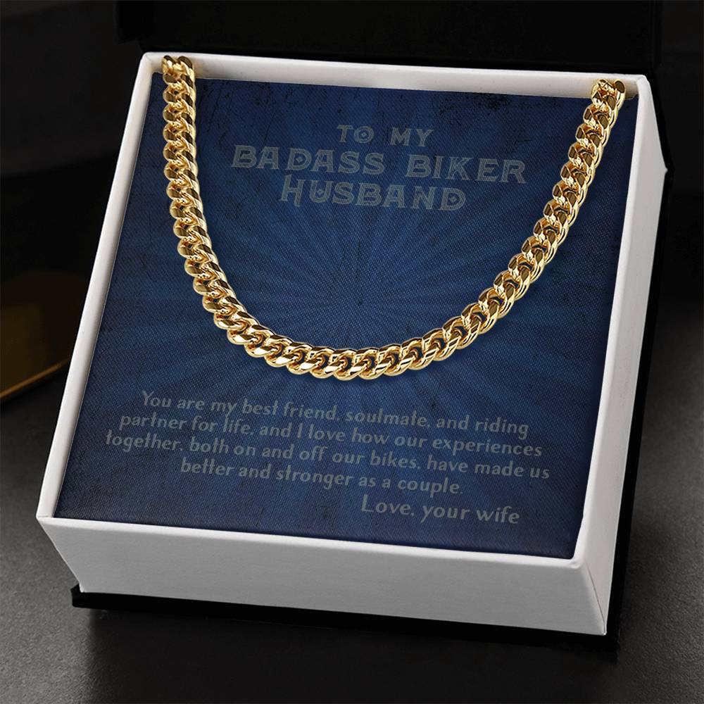 To My Biker Husband - Cuban Chain Necklace From Wife Cuban Link Chain