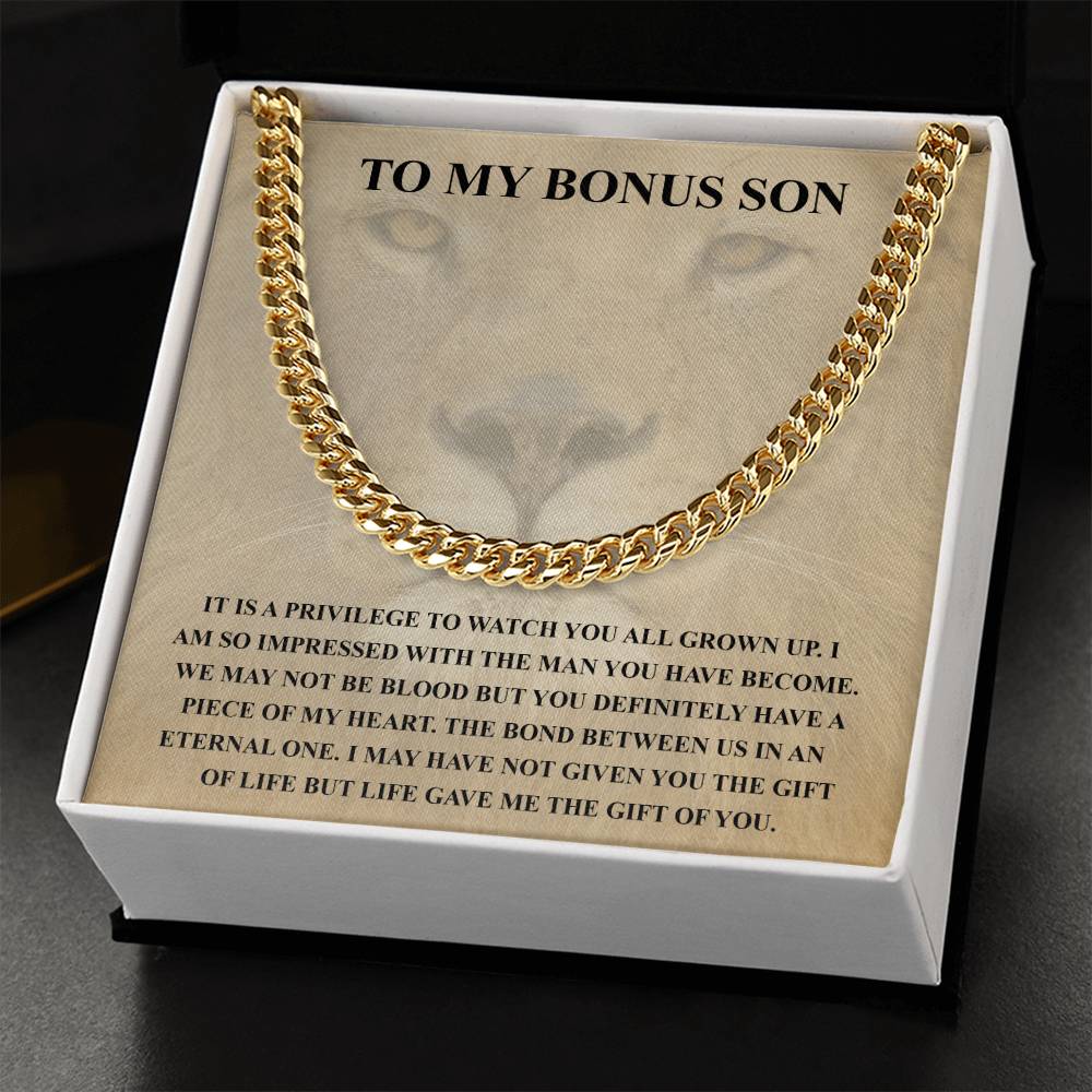 To My Bonus Son Necklace Gift For Step Son Bonus Son Graduation Graduate Gift Fathers Day Father Son Gift Gift From St Cuban Link Chain