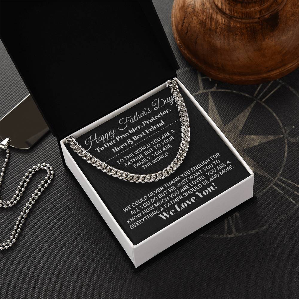 Our World Father's Day Necklace Cuban Link Chain