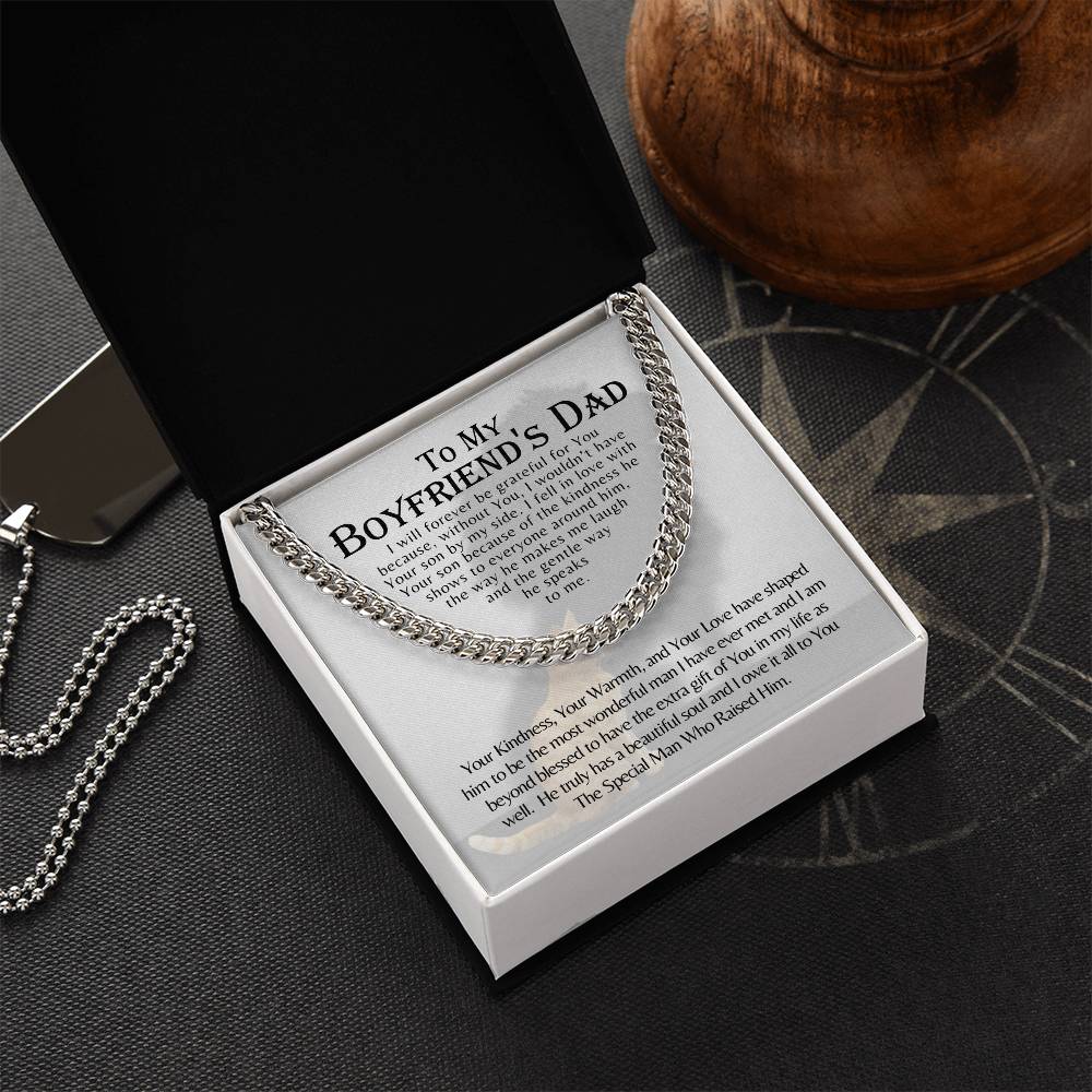 To My Boyfriends Dad Father Gift Cuban Link Chain Necklace For Christmas Birthday Just Because Fathers Day Present Sto