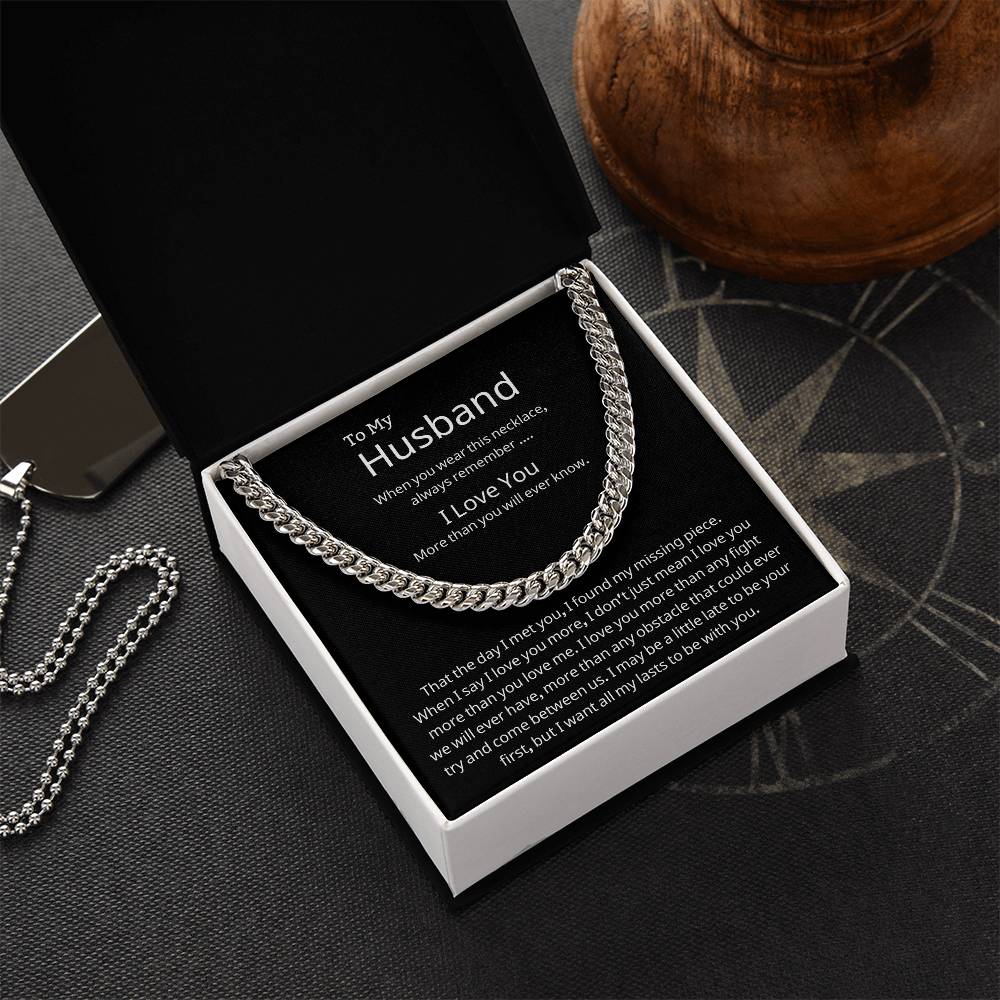 To My Husband Cuban Link Chain Necklace
