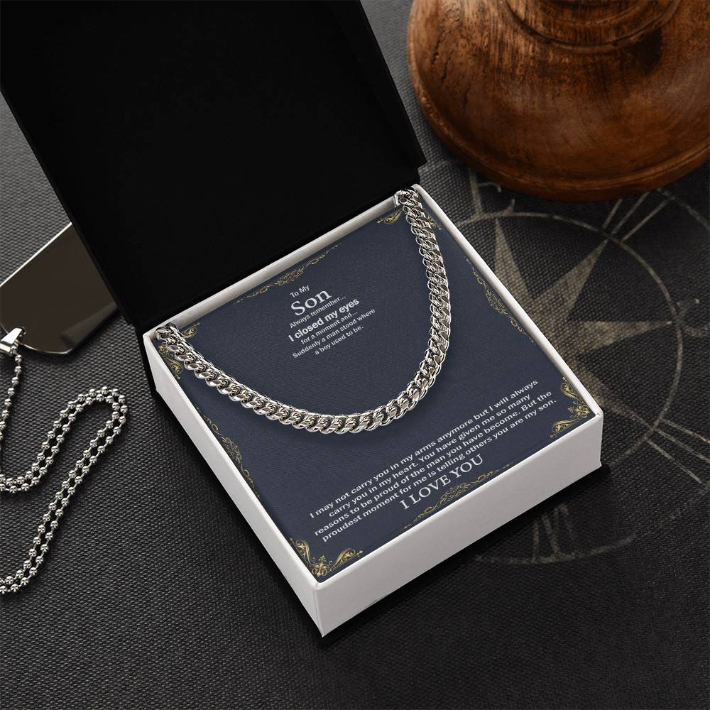 To My Son Cuban Link Chain