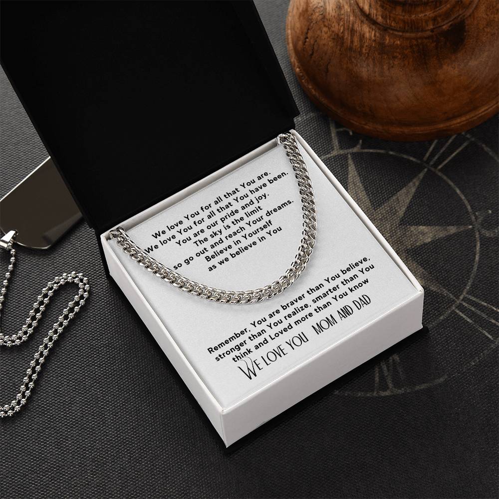 To Son From Mom Cuban Necklace Son Birthday Gift Cuban Link Chain Gold And Silver Just Because Christmas Gift Stocking