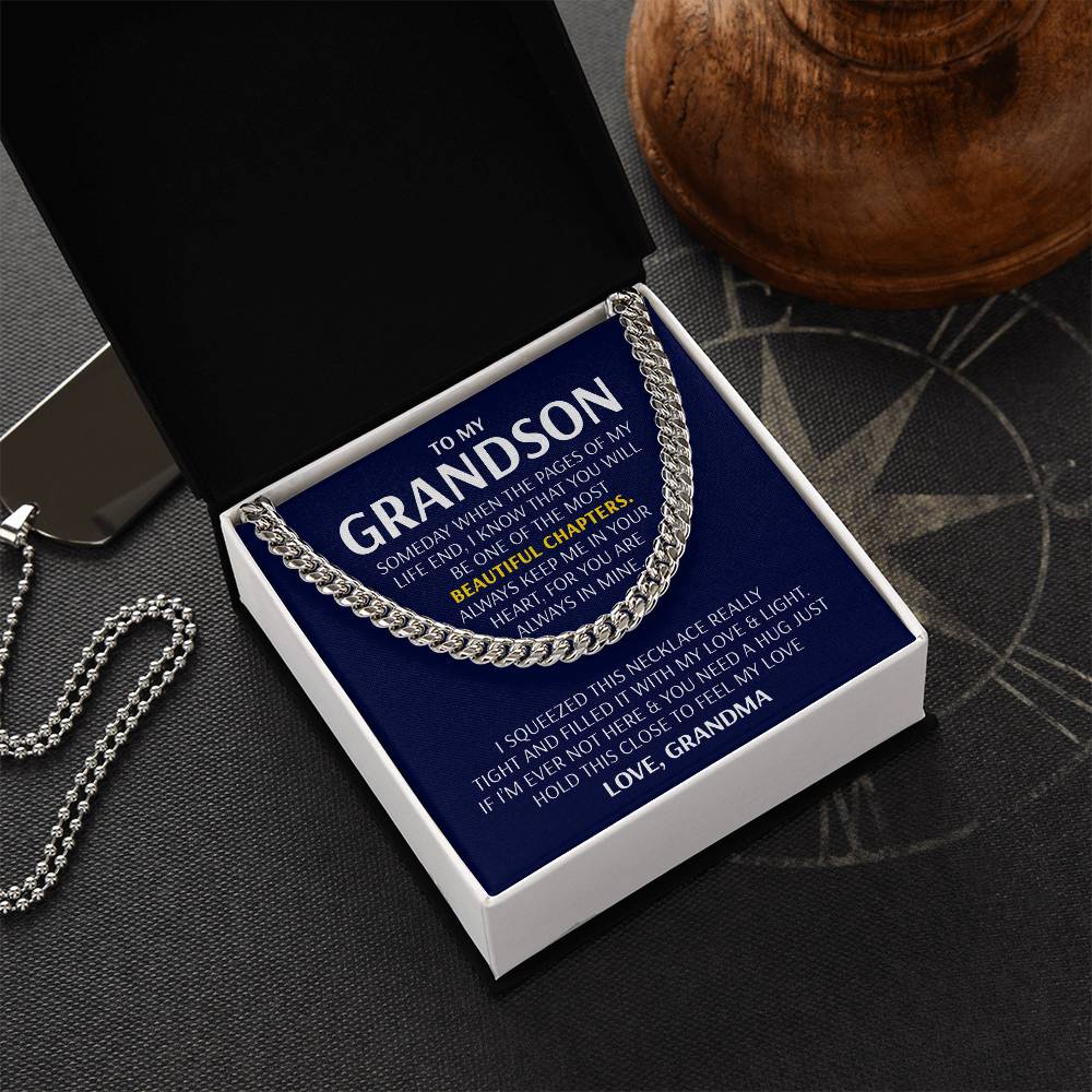 To My Grandson - Beautiful Chapters  Cuban Link Chain Necklace