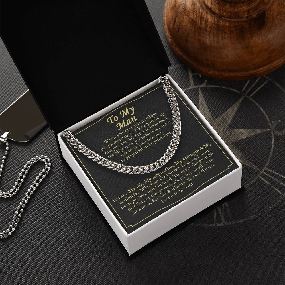 To My Man Necklace Gift For Boyfriend Boyfriend Birthday Gift Cuban Link Chain