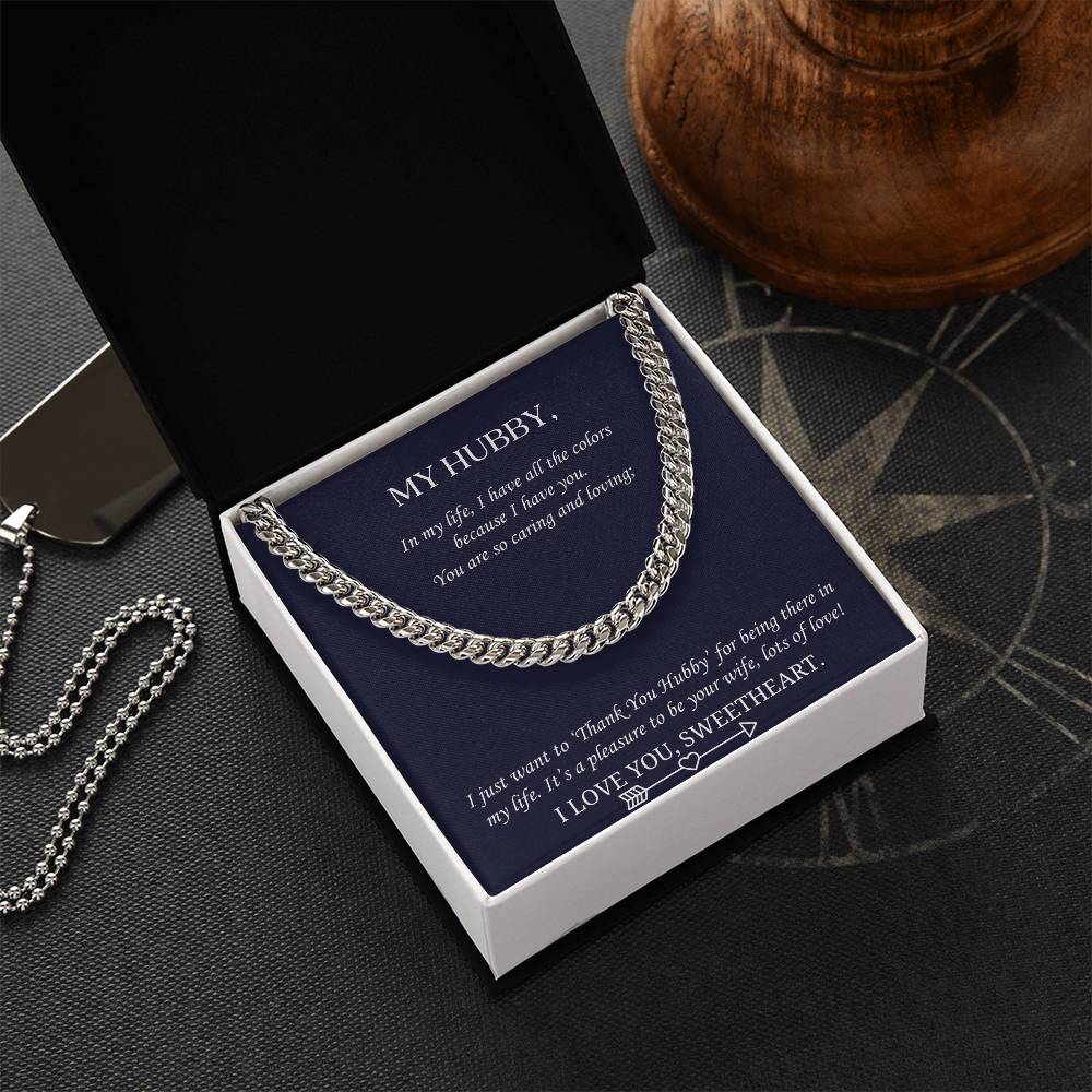 Valentine's Gift Cuban Necklace Husband -  Just Want To ‘Thank You Hubby’ For Being There In My Life Cuban Link Chain