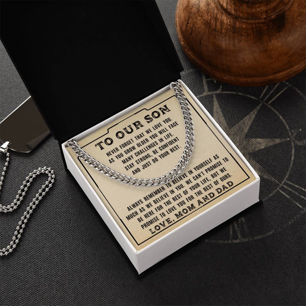 To Our Son - Never Forget That - Cuban Link Chain Necklace