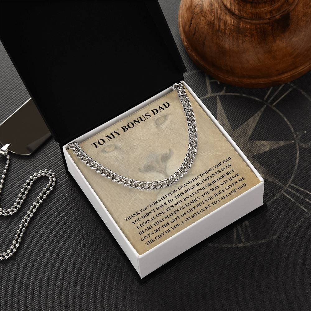 Step Dad Gift From Step Daughter Bonus Dad Gift From Bonus Son Fathers Day Sentimental Gift For Stepped Up Dad Cuban Link Chain