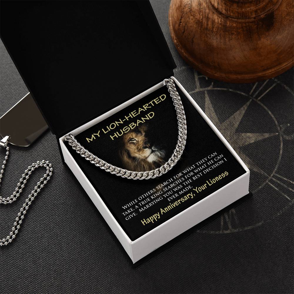 My Lion-Hearted Husband Curb Chain Necklace Gift Cuban Link Chain