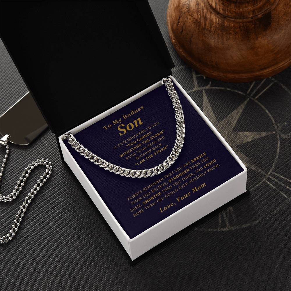 To My Badass Son Necklace To Son From Mom Son Birthday Gift Christmas Gift Necklace For Boy Cuban Link Chain