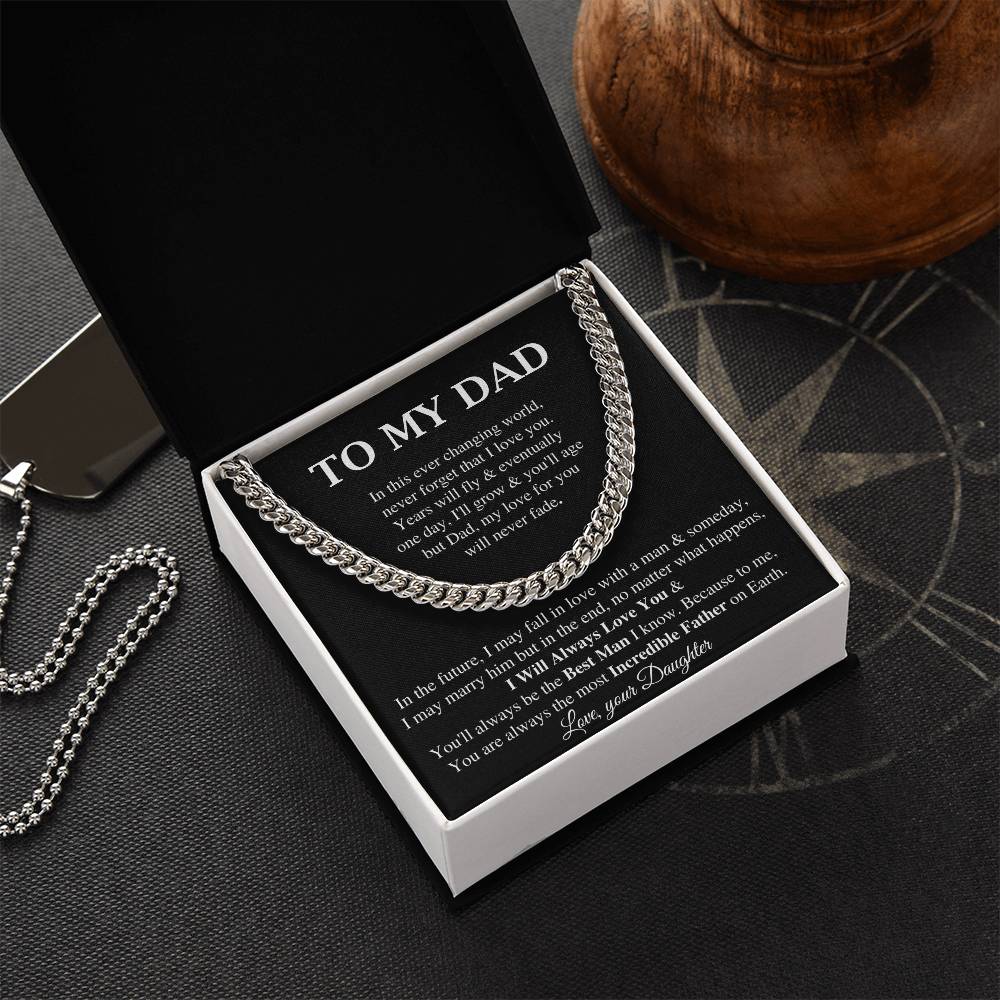 To My Dad Cuban Chain Necklace Gift For Dad From Daughter Father's Day Gift Sentimental Birthday Gift For Dad Cuban Link Chain