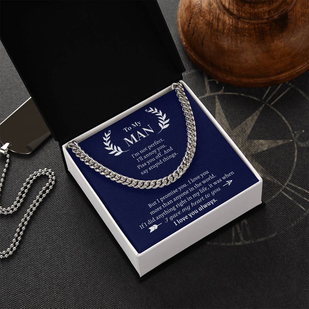 Valentine's Gift For Boyfriendhusband - I Promise I Love You More Than Anyone In The World Cuban Link Chain
