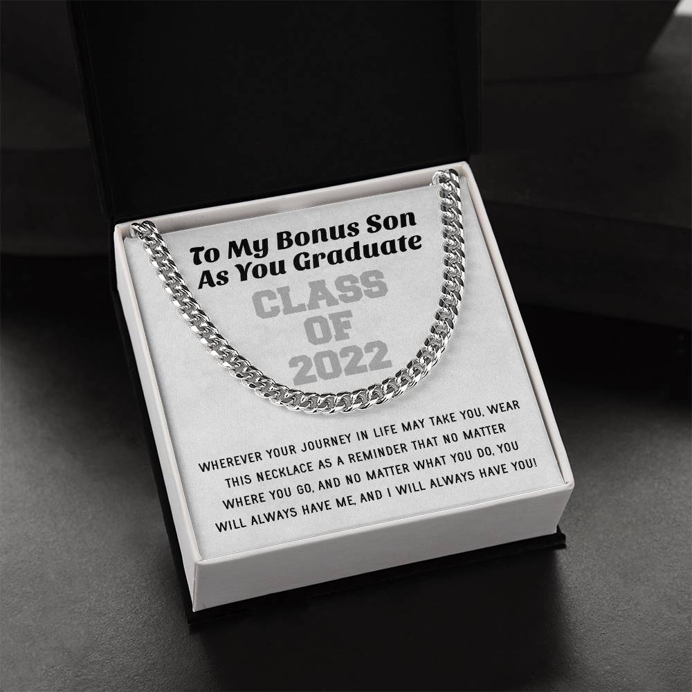 Bonus Son Graduation Class Of 2022 High School Graduation College Graduation Gift For Step Son Mens Gold Cuban Link Ch Cuban Link Chain