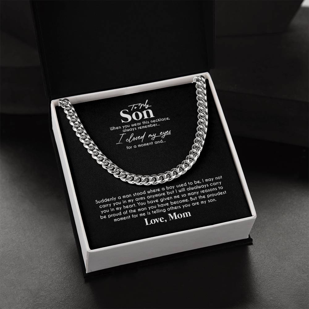 To My Son Cuban Link Chain Necklace