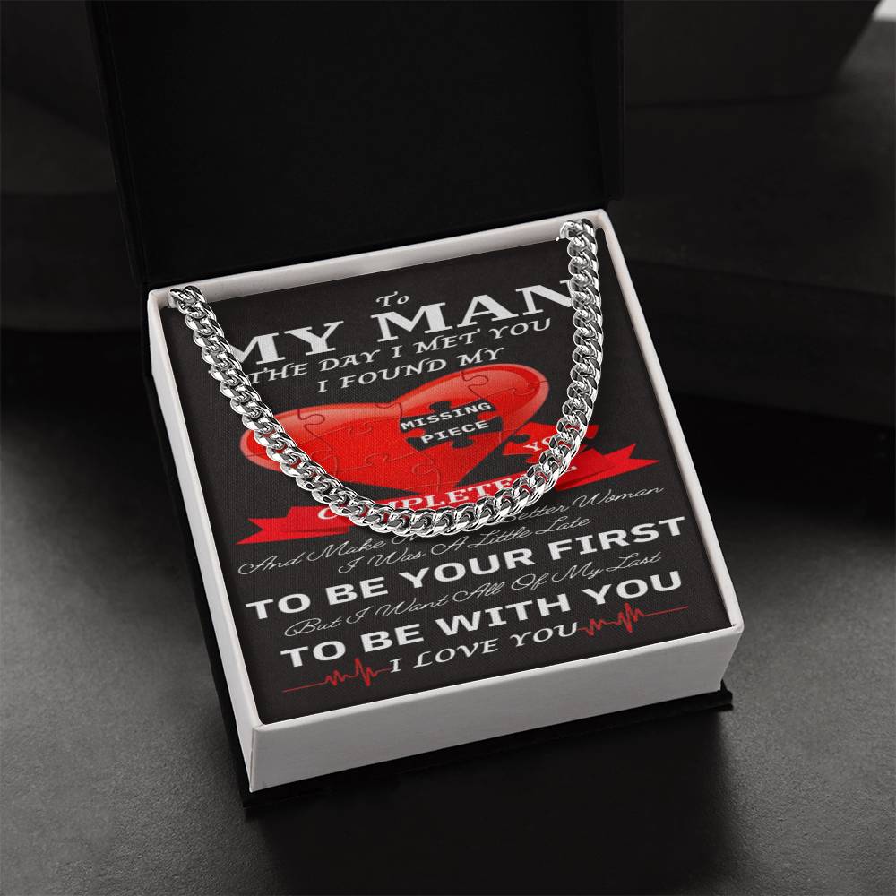 To My Man Cuban Chain Necklace For Him Romantic Birthday Gifts For Him Christmas Best Jewelry For Men Jewelry For Him Cuban Link Chain