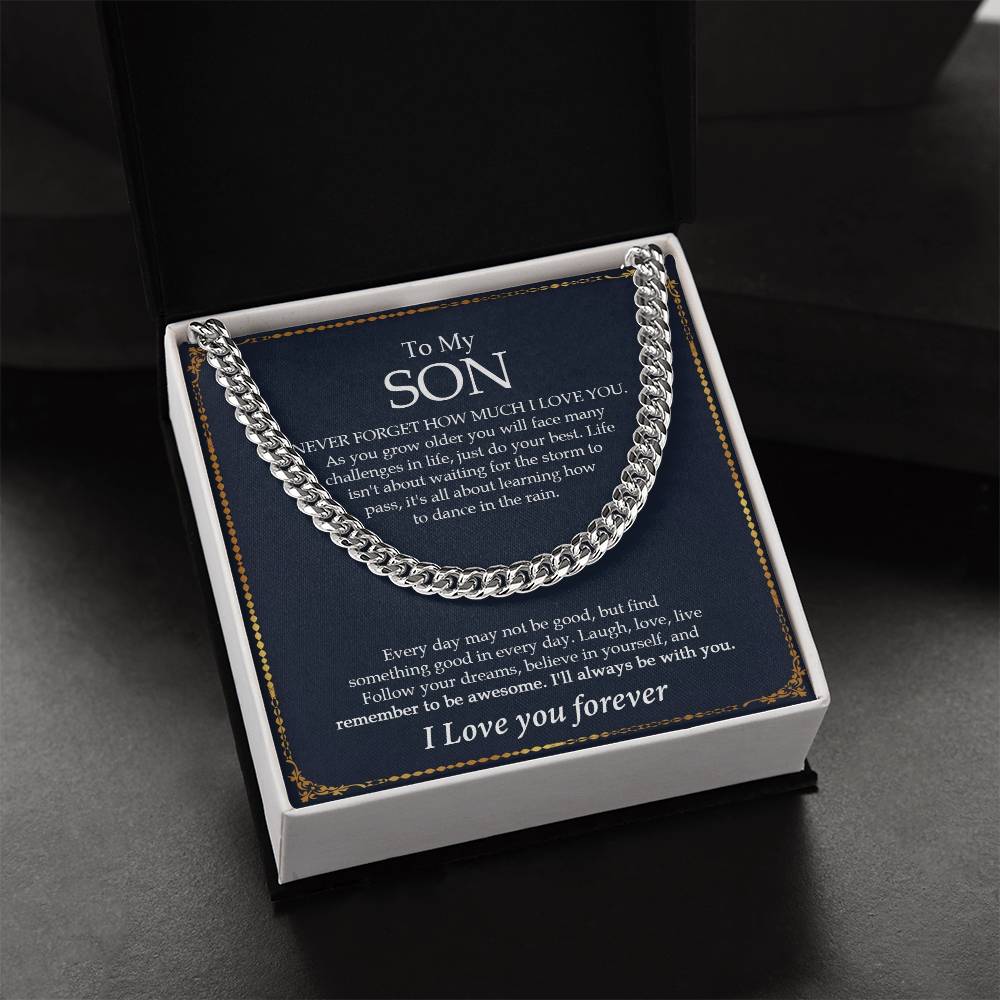 To My Son Cuban Chain Necklace Gift For Son From Mom Dad Cuban Link Chain