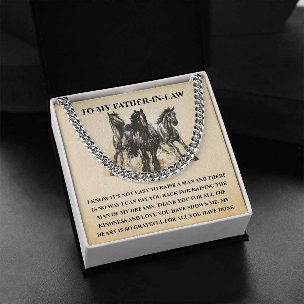 Father In Law Gift From Daughter In Law Fathers Day Gift For Father In Law Christmas Gift For Father In Law Horse Love Cuban Link Chain