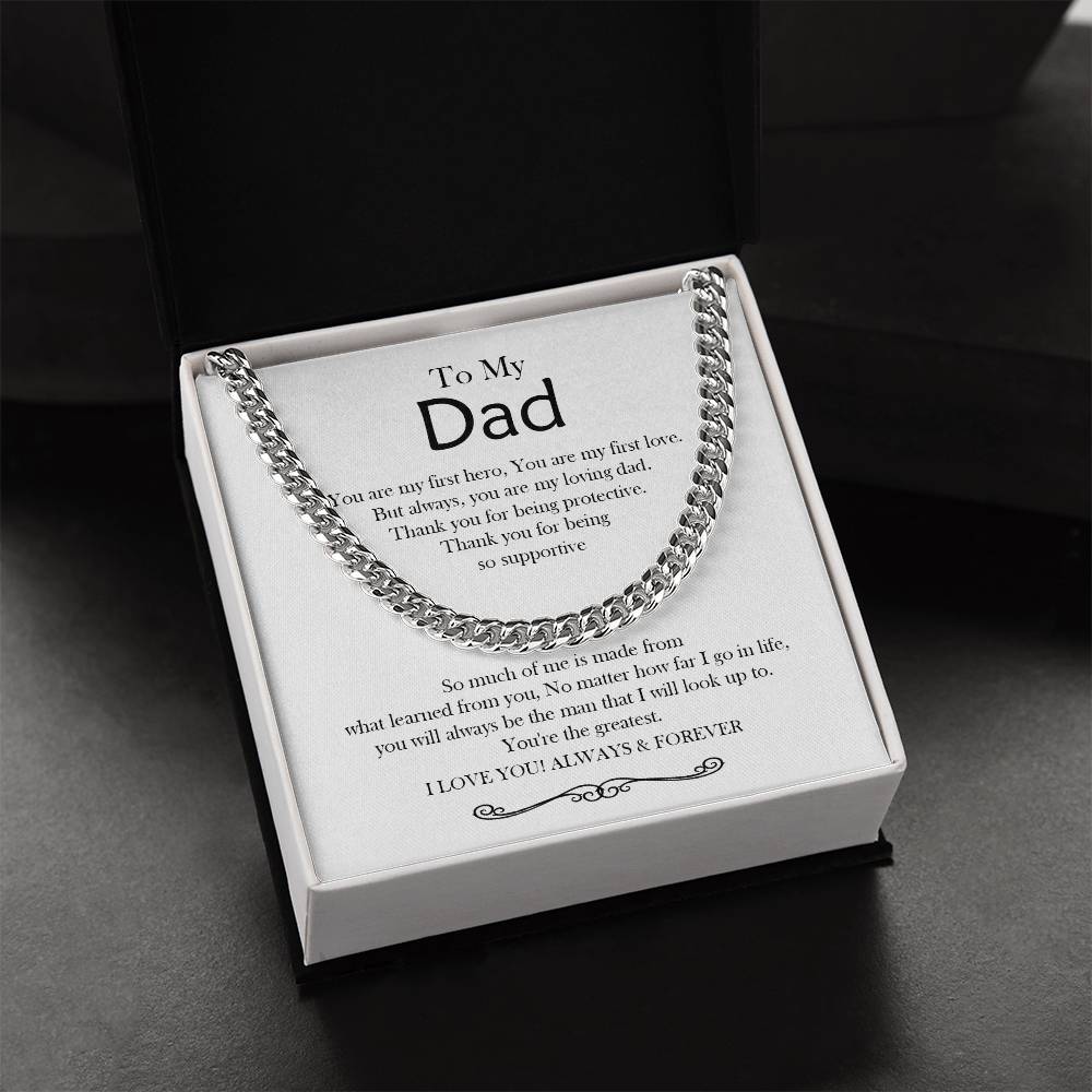 To My Dad Cuban Chain Necklace Gift For Dad From Son Daughter Father's Day Gift Dad Birthday Anniversary Gift Cuban Link Chain