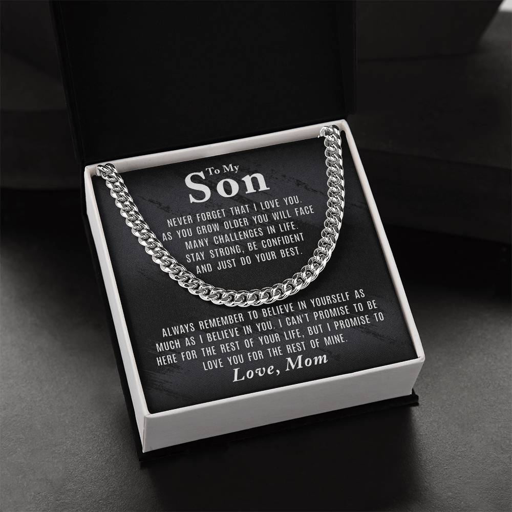 To My Son - Never Forget That - Cuban Link Chain Necklace