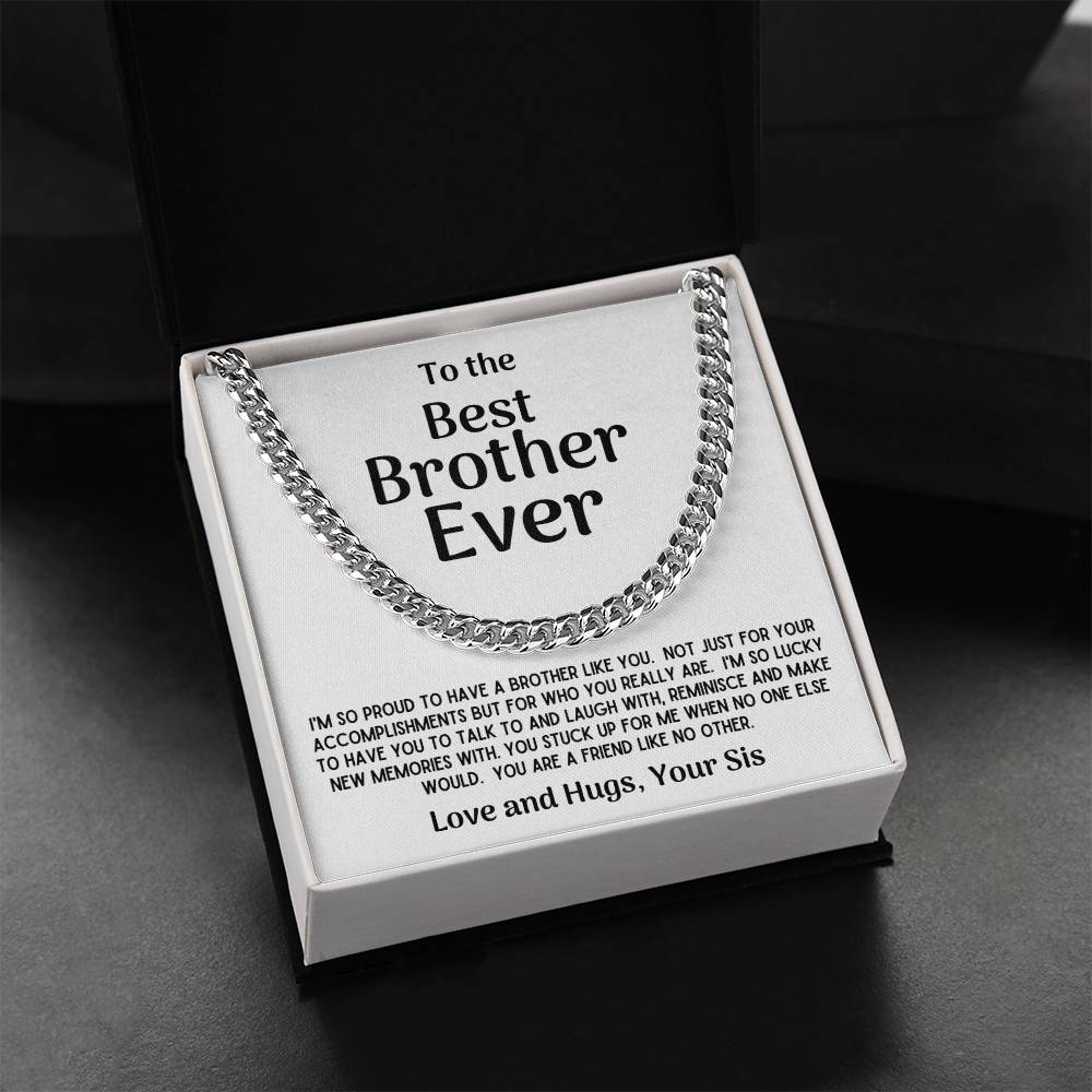 Best Brother Ever Cuban Chain Necklace Gift From Sis Cuban Link Chain