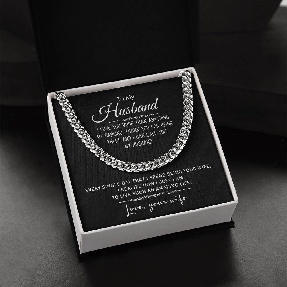 Gift For Husband - Cuban Link Chain Necklace From Wife