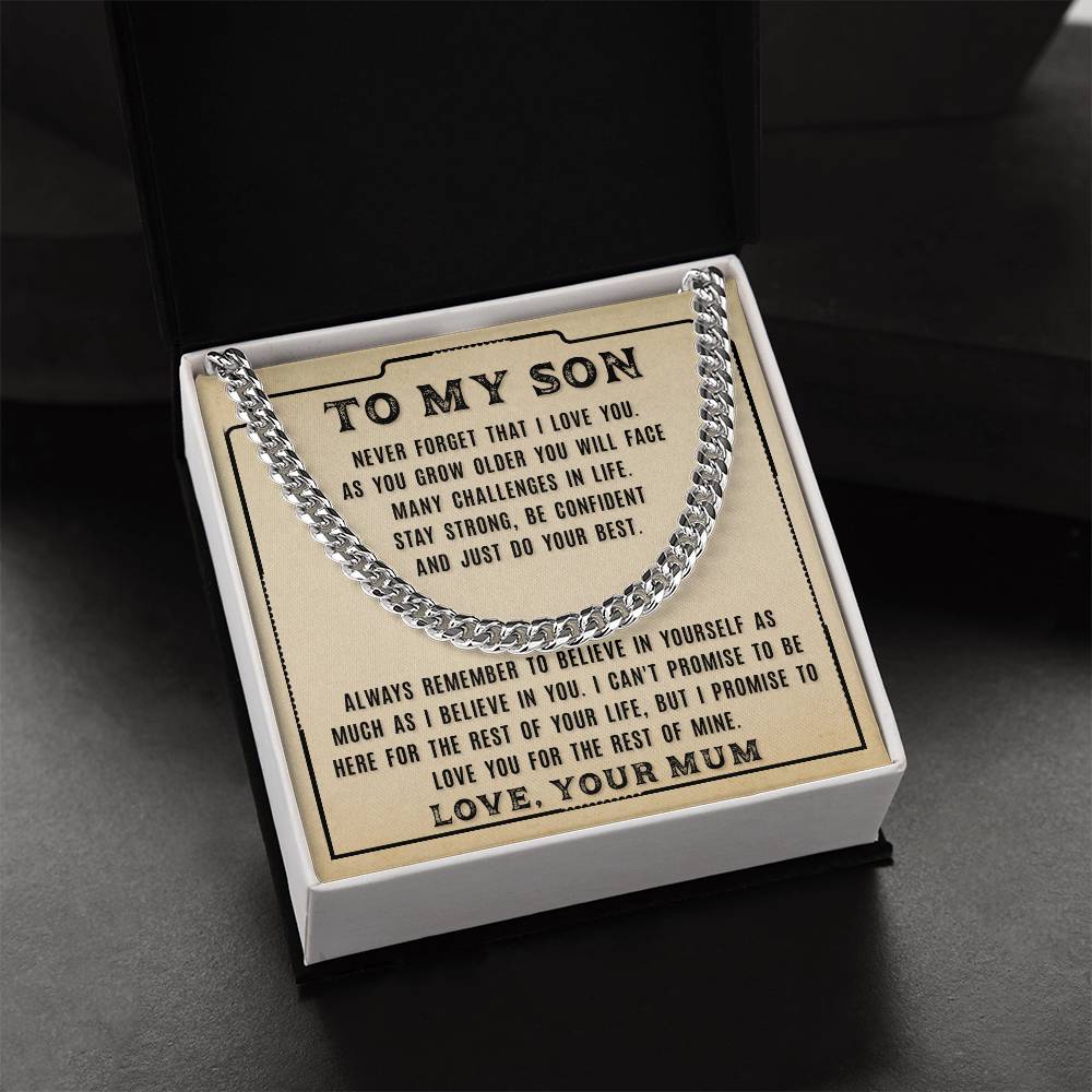 My Son - Never Forget That I Love You - Cuban Link Chain Necklace