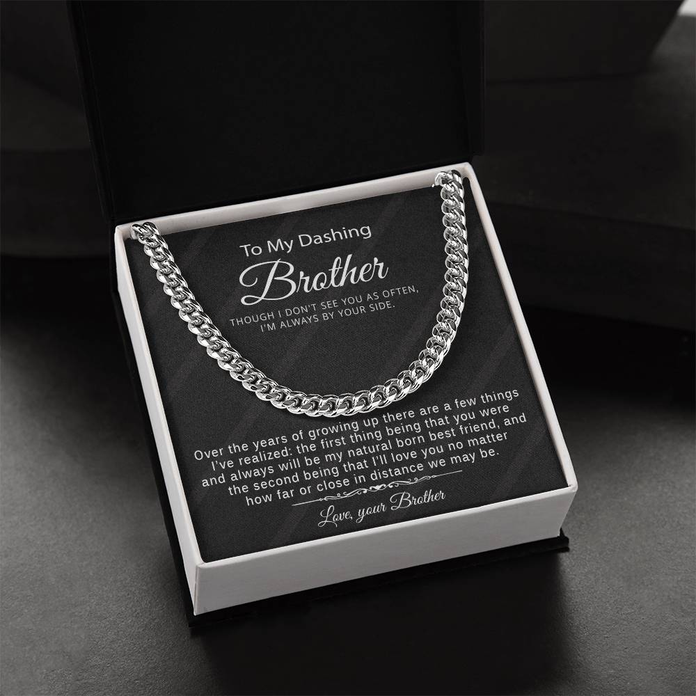Special Gift For Brother From Brother - Cuban Link Chain Necklace With Message
