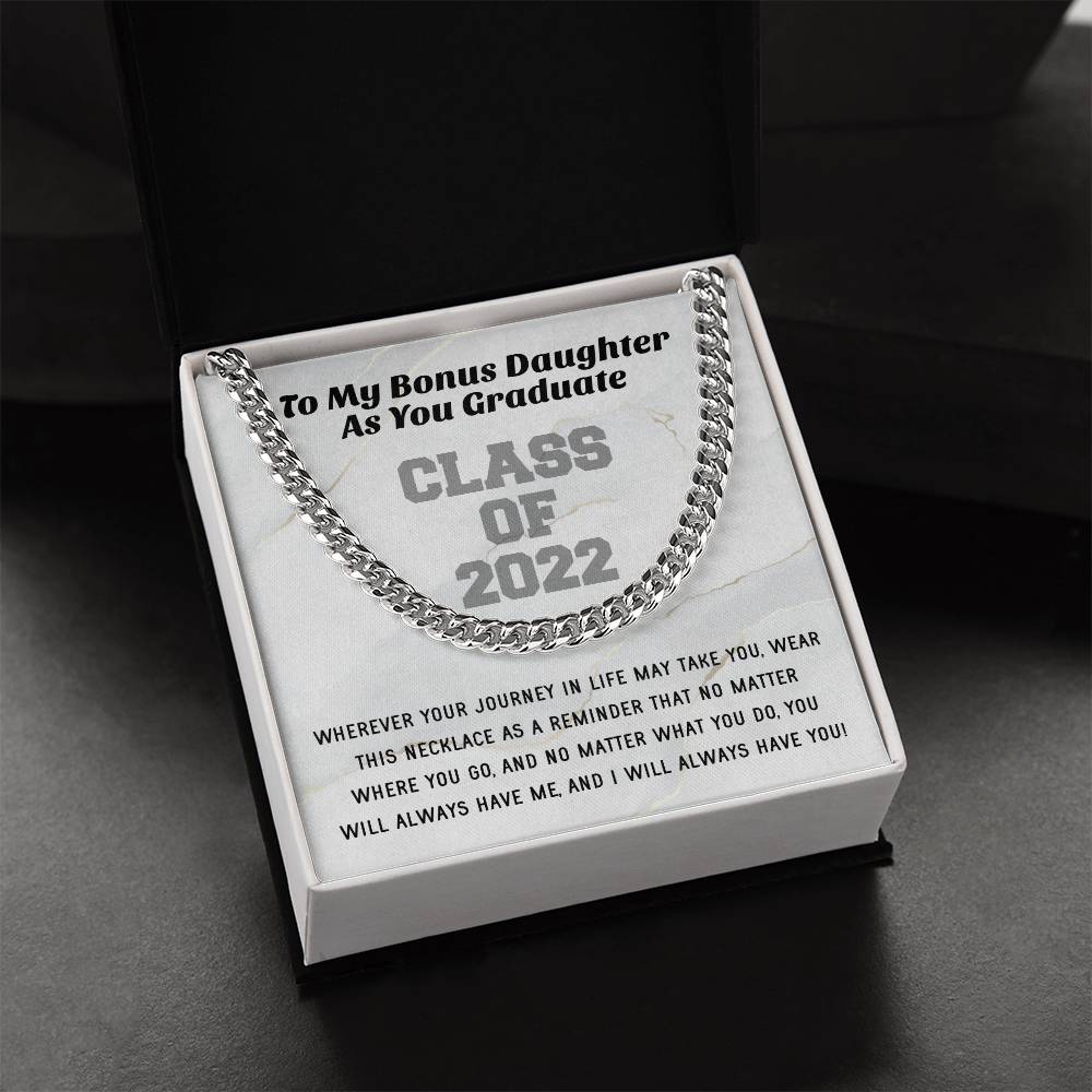 Bonus Daughter Graduation Class Of 2022 High School Graduation College Graduation Gift For Step Daughter Womens Gold C Cuban Link Chain