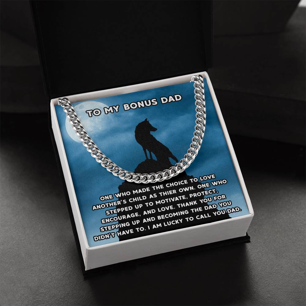 Step Dad Gift From Step Daughter Bonus Dad Gift From Bonus Son Fathers Day Sentimental Gift For Stepped Up Dad Cuban Link Chain