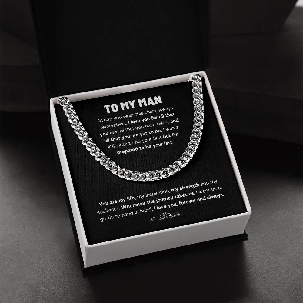 To My Man Chain Gift Set Cuban Link Chain