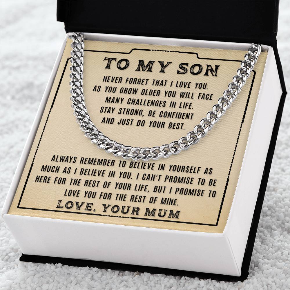 My Son - Never Forget That I Love You - Cuban Link Chain Necklace