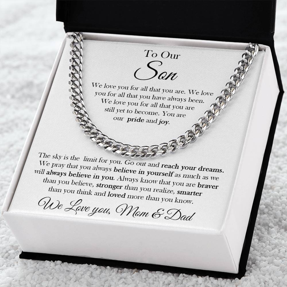 To Our Son Chain Necklace Gift To Son From Mom And Dad Birthday Graduation Gift For Son Cuban Link Chain