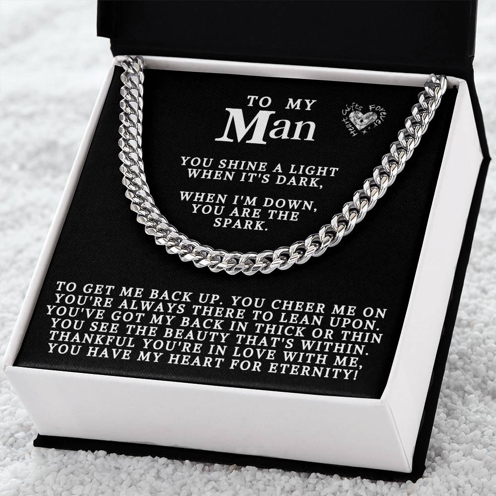 To My Man For Eternity Chain Link Necklace Cuban Link Chain
