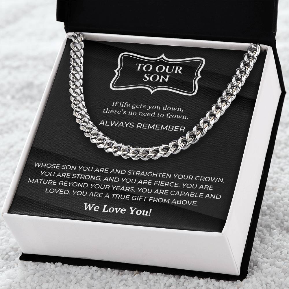Cuban Chain Necklace Gift For Son From Parents Birthday Gift For Son Encouragement Gift For Son Cuban Link Chain