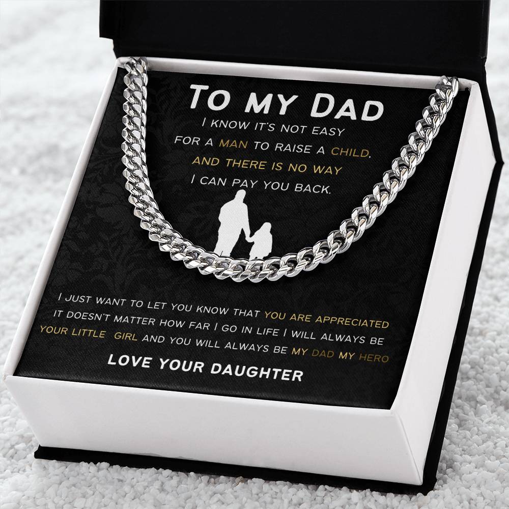 Cuban Link Chain Gift For Dad From Daughter.