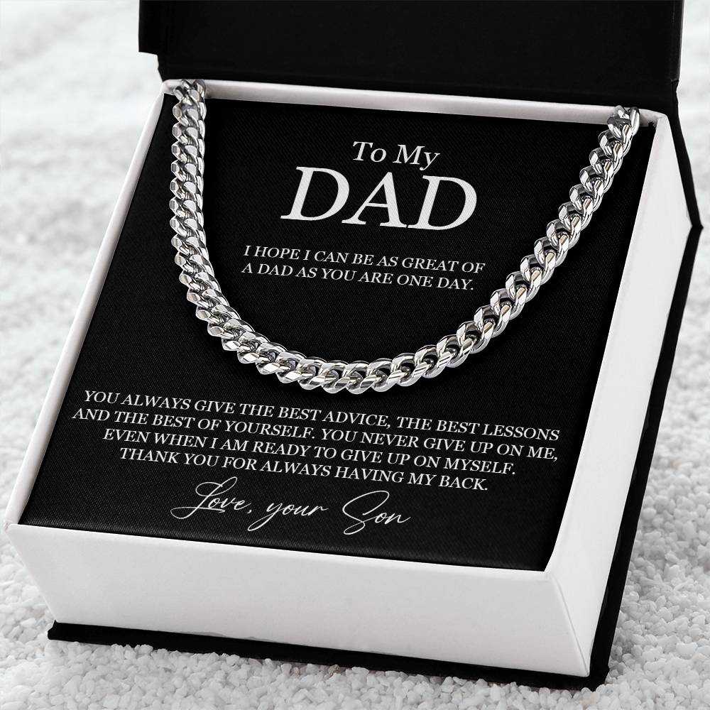To My Dad Chain Necklace Gift For Dad From Son Dad Birthday Gift Father's Day Gift Cuban Link Chain
