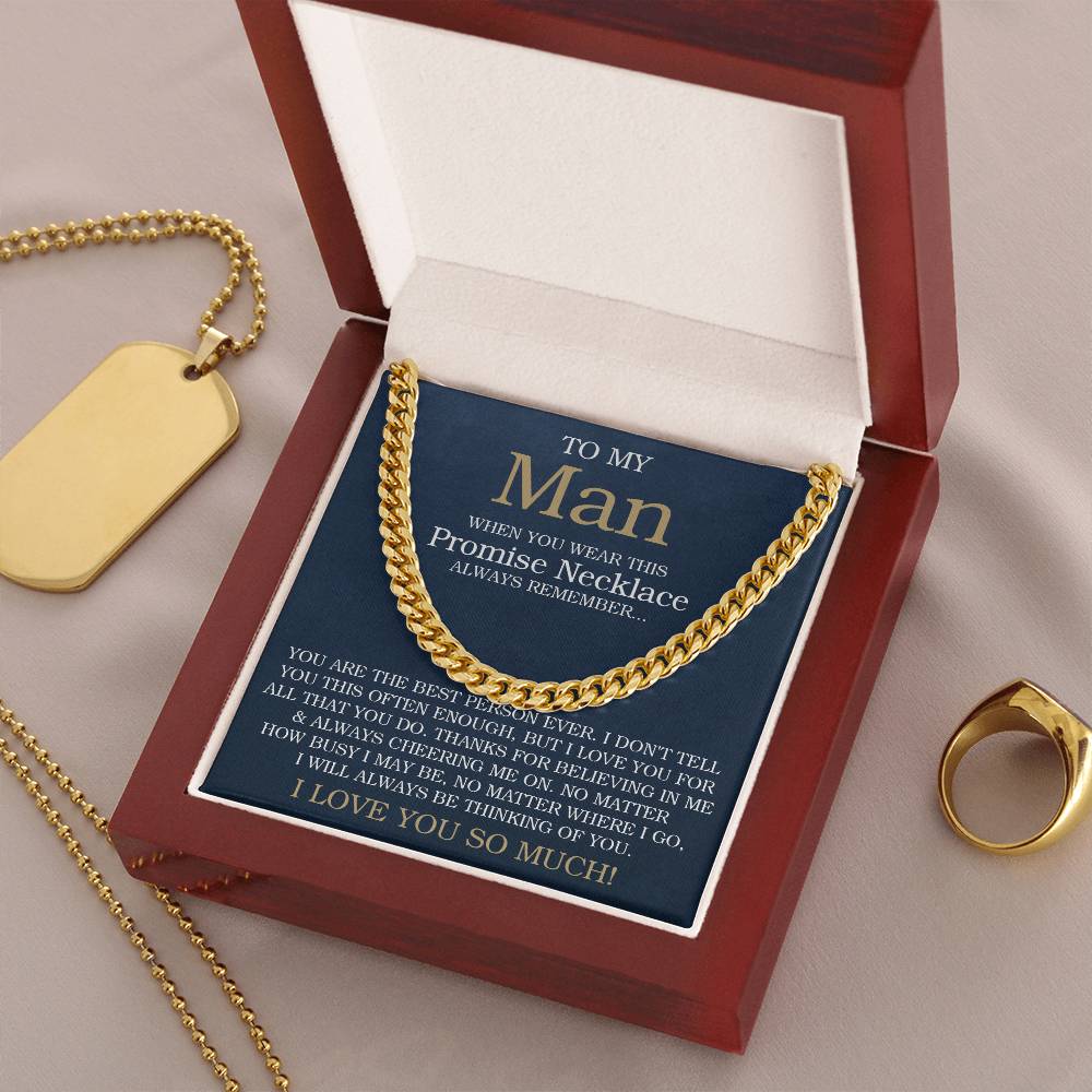 To My Man Cuban Chain Necklace Promise Necklace For Him Romantic Jewelry For Boyfriendhusband Cuban Link Chain