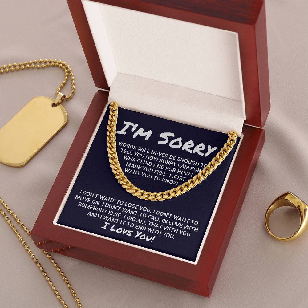 Sorry Apology Necklace Cuban Link Chain