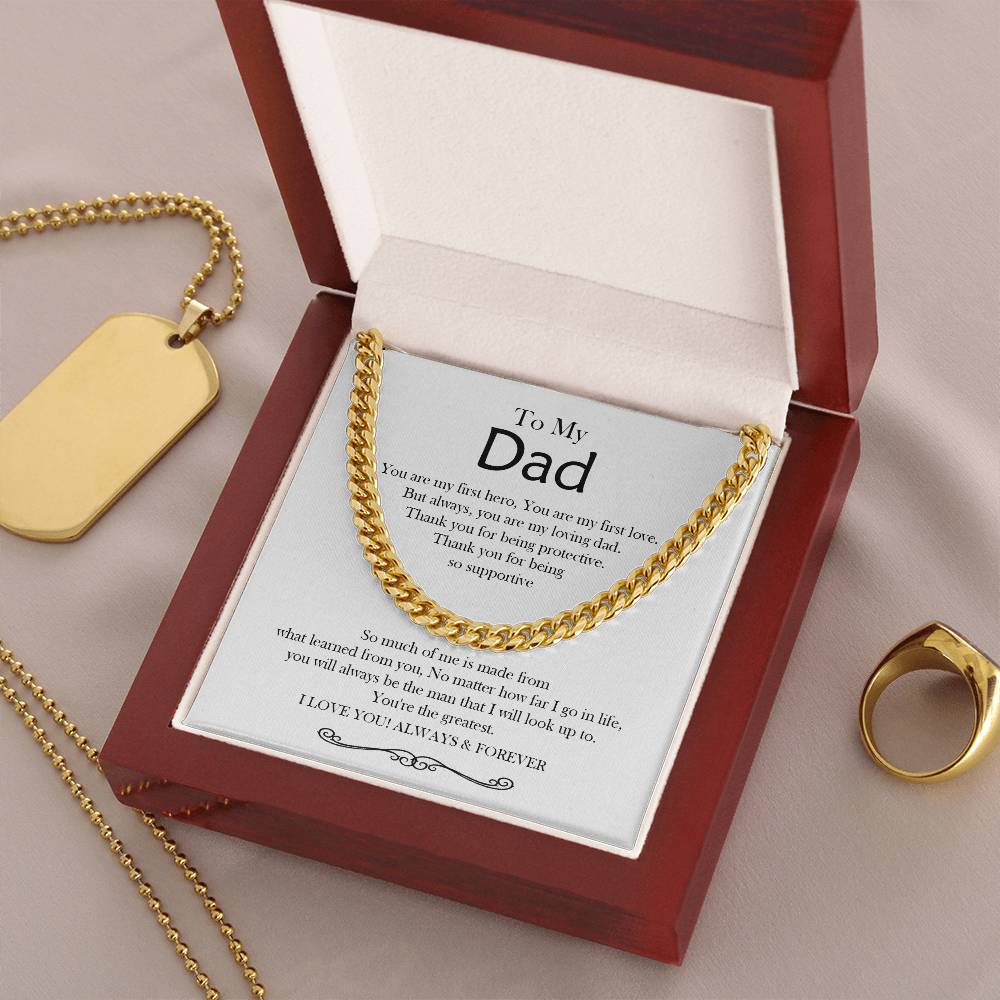 To My Dad Cuban Chain Necklace Gift For Dad From Son Daughter Father's Day Gift Dad Birthday Anniversary Gift Cuban Link Chain