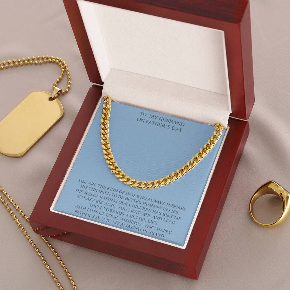 To My Husband On Father's Day Cuban Link Chain