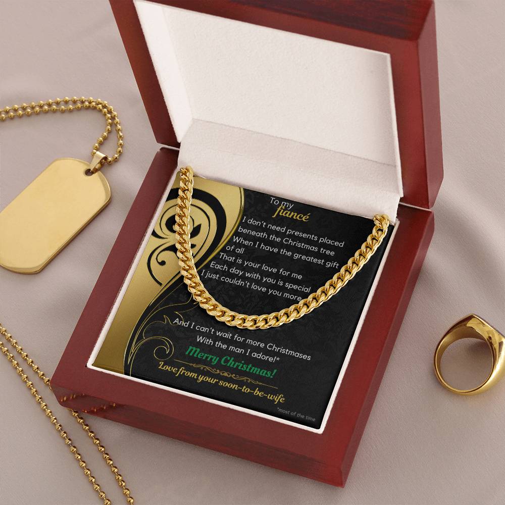 To My Fiancé Christmas Cuban Link Chain Necklace